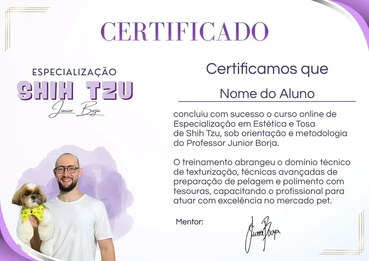 Certificado de Especialização Shih Tzu